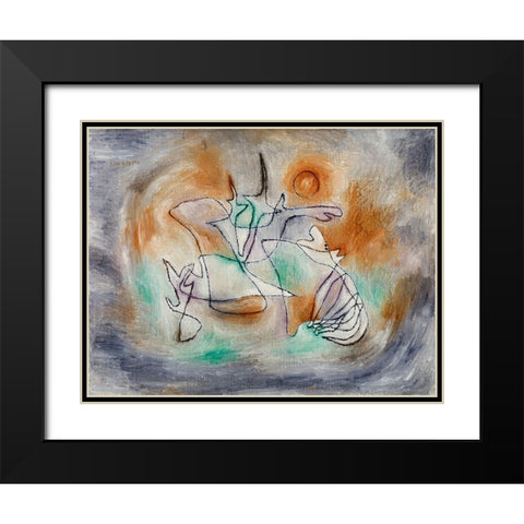 Howling Dog Black Modern Wood Framed Art Print with Double Matting by Klee, Paul