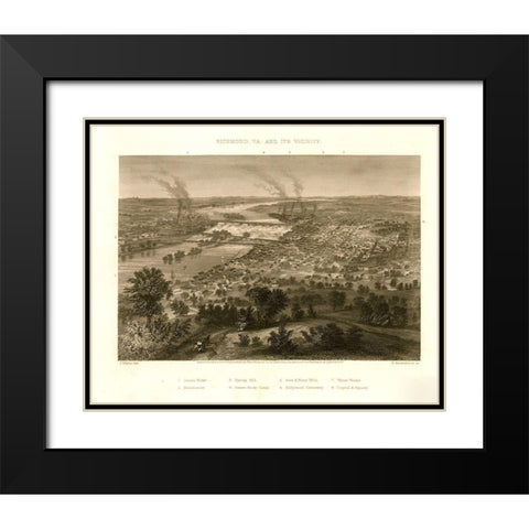 Richmond Virginia and Vicinity during the Civil War 1863 Black Modern Wood Framed Art Print with Double Matting by Vintage Places