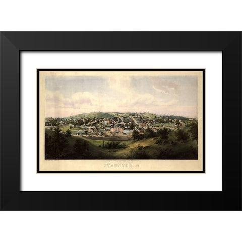 Staunton Virginia 1857 Black Modern Wood Framed Art Print with Double Matting by Vintage Places