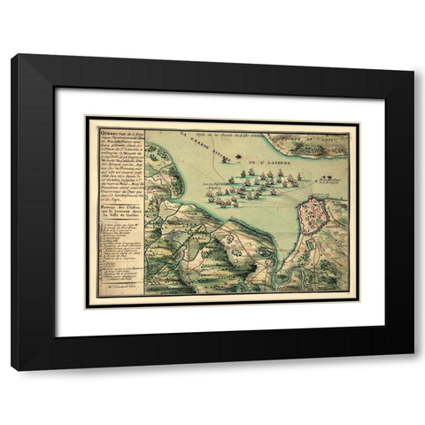 Siege of Quebec City 1670 Black Modern Wood Framed Art Print with Double Matting by Vintage Places