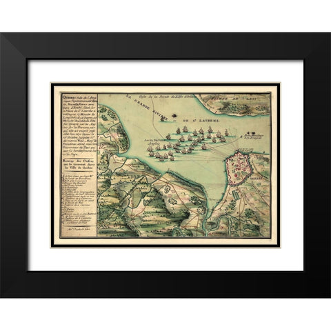 Siege of Quebec City 1670 Black Modern Wood Framed Art Print with Double Matting by Vintage Places