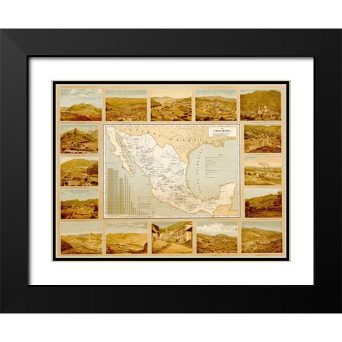 Mineralogical Map of Mexico Black Modern Wood Framed Art Print with Double Matting by Vintage Maps