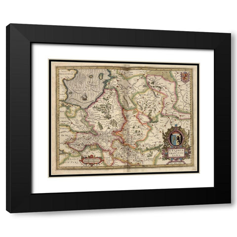 Map of Transylvania Roumania Black Modern Wood Framed Art Print with Double Matting by Vintage Maps