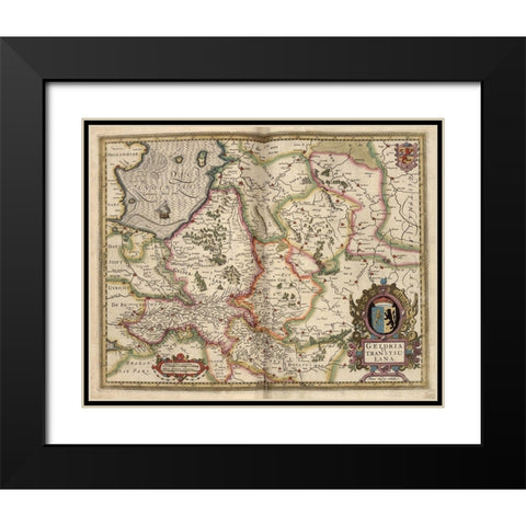 Map of Transylvania Roumania Black Modern Wood Framed Art Print with Double Matting by Vintage Maps