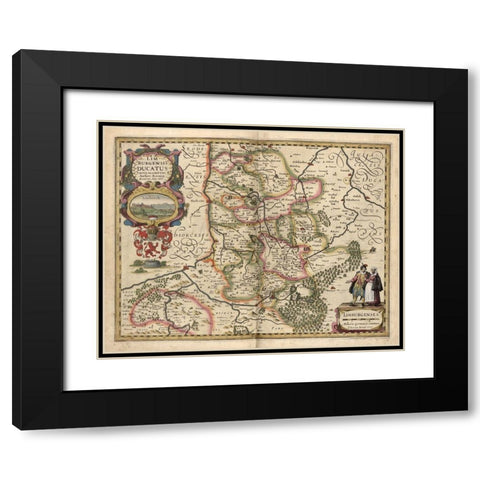 Limburg Black Modern Wood Framed Art Print with Double Matting by Vintage Maps