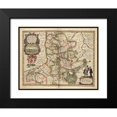 Limburg Black Modern Wood Framed Art Print with Double Matting by Vintage Maps