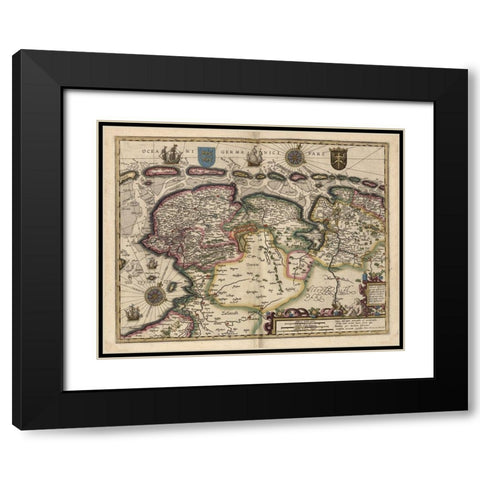 Map of the Area East of the Zuiderzee in the Netherlands Black Modern Wood Framed Art Print with Double Matting by Vintage Maps
