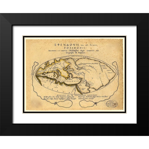 World by Posidonii Black Modern Wood Framed Art Print with Double Matting by Vintage Maps