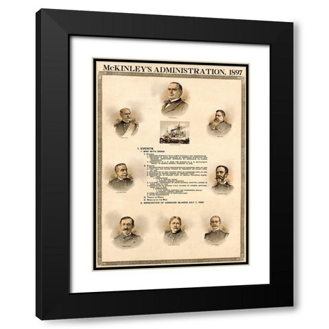 McKinley Administration Black Modern Wood Framed Art Print with Double Matting by Vintage Maps