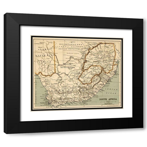 South Africa 1899 Black Modern Wood Framed Art Print with Double Matting by Vintage Maps