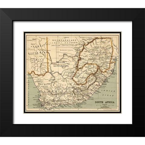 South Africa 1899 Black Modern Wood Framed Art Print with Double Matting by Vintage Maps