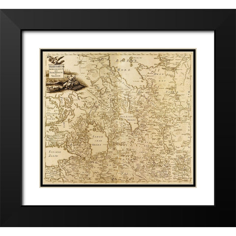 St Petersburg the White Sea and the Source of the Volga 1745 Black Modern Wood Framed Art Print with Double Matting by Vintage Maps
