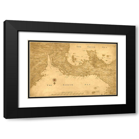 Isthmus of Panama from Cartagena to Nicaragua showing both coasts 1750 Black Modern Wood Framed Art Print with Double Matting by Vintage Maps
