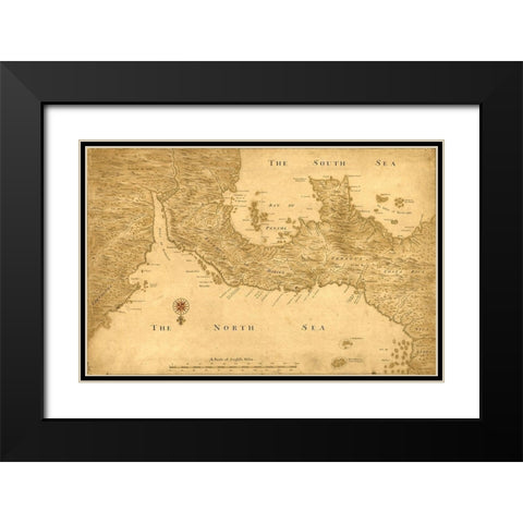 Isthmus of Panama from Cartagena to Nicaragua showing both coasts 1750 Black Modern Wood Framed Art Print with Double Matting by Vintage Maps