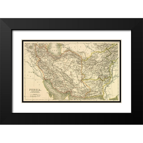 Persia Afghanistan and Baluchistan 1901 Black Modern Wood Framed Art Print with Double Matting by Vintage Maps