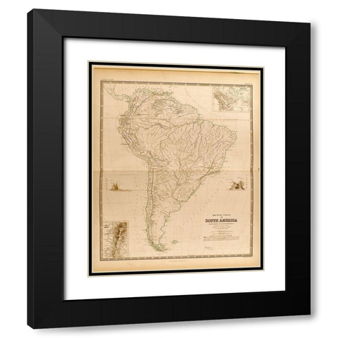 Mountain Systems of South America Black Modern Wood Framed Art Print with Double Matting by Vintage Maps
