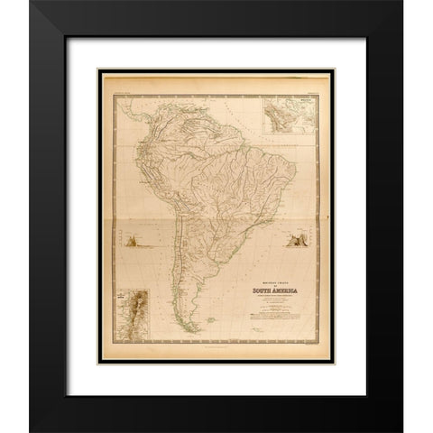 Mountain Systems of South America Black Modern Wood Framed Art Print with Double Matting by Vintage Maps