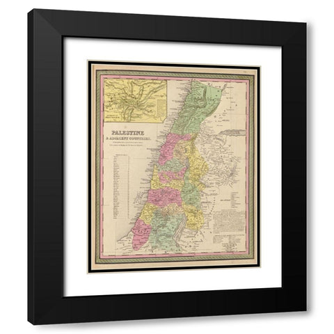 Palestine and Adjacent Countries 1849 Black Modern Wood Framed Art Print with Double Matting by Vintage Maps