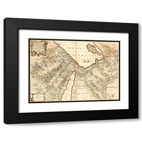 Deserts of Egypt Black Modern Wood Framed Art Print with Double Matting by Vintage Maps