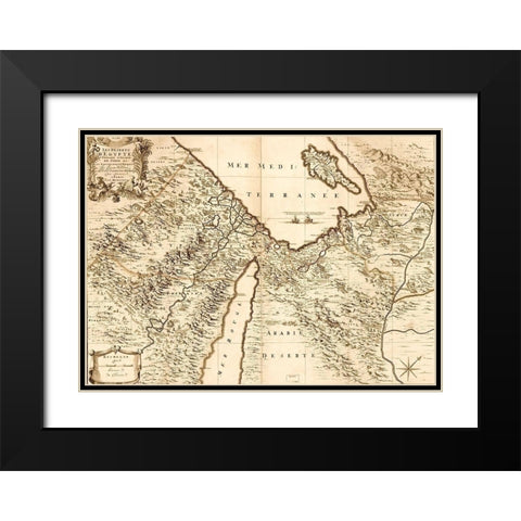 Deserts of Egypt Black Modern Wood Framed Art Print with Double Matting by Vintage Maps
