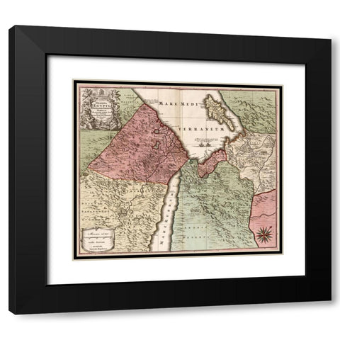 Egypt Syria and Arabia 1700 Black Modern Wood Framed Art Print with Double Matting by Vintage Maps
