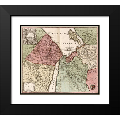 Egypt Syria and Arabia 1700 Black Modern Wood Framed Art Print with Double Matting by Vintage Maps