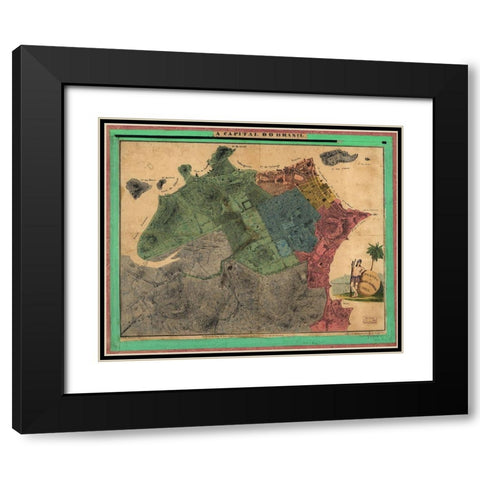 Rio De Janiero Capital do Brazil 1831 Black Modern Wood Framed Art Print with Double Matting by Vintage Maps