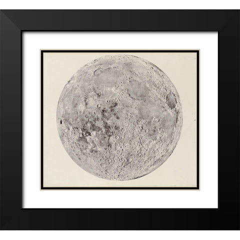 Moon surface with Craters Black Modern Wood Framed Art Print with Double Matting by Vintage Maps