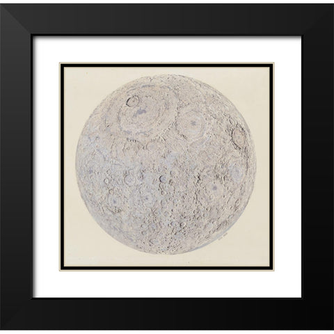 Moon surface with Craters Black Modern Wood Framed Art Print with Double Matting by Vintage Maps