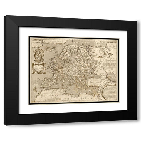 Europe Black Modern Wood Framed Art Print with Double Matting by Vintage Maps