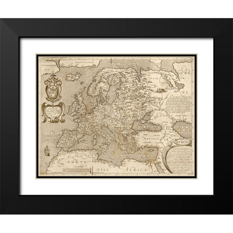 Europe Black Modern Wood Framed Art Print with Double Matting by Vintage Maps