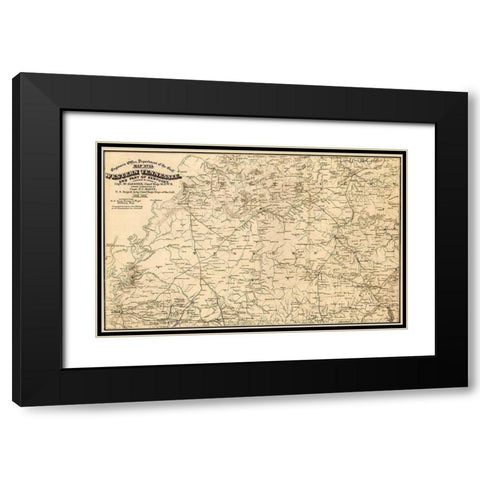 Western Tennessee and Part of Kentucky 1865 Black Modern Wood Framed Art Print with Double Matting by Vintage Maps
