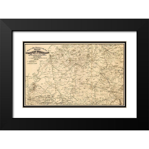 Western Tennessee and Part of Kentucky 1865 Black Modern Wood Framed Art Print with Double Matting by Vintage Maps