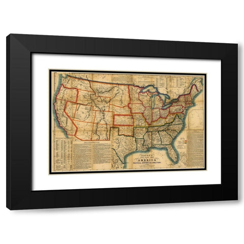 US In the Civil War Period 1863 Black Modern Wood Framed Art Print with Double Matting by Vintage Maps