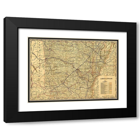 Arkansas 1895 Black Modern Wood Framed Art Print with Double Matting by Vintage Maps