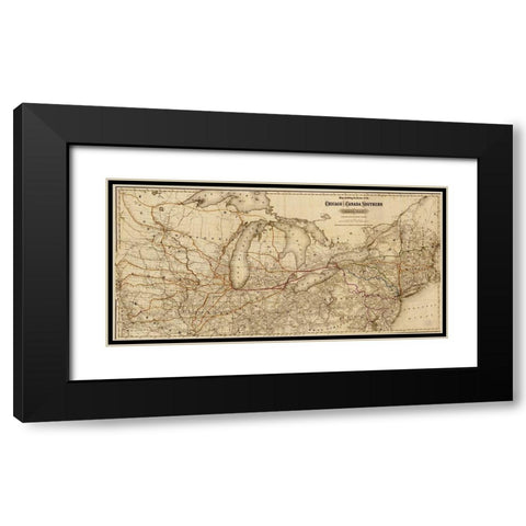 Chicago and Canada Southern Railway 1872 Black Modern Wood Framed Art Print with Double Matting by Vintage Maps