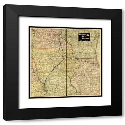 Chicago Great Western Railway Maple Leaf Route 1897 Black Modern Wood Framed Art Print with Double Matting by Vintage Maps
