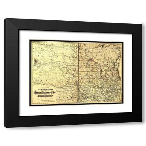 Chicago Milwaukee and St Paul Railway Company 1881 Black Modern Wood Framed Art Print with Double Matting by Vintage Maps