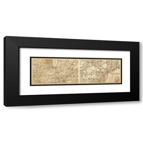 Erie Railway 1869 Black Modern Wood Framed Art Print with Double Matting by Vintage Maps