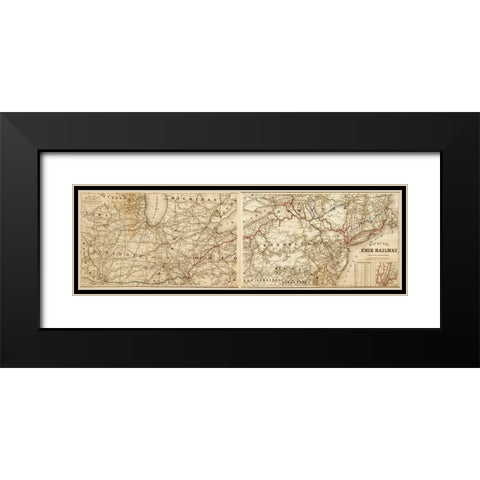 Erie Railway 1869 Black Modern Wood Framed Art Print with Double Matting by Vintage Maps