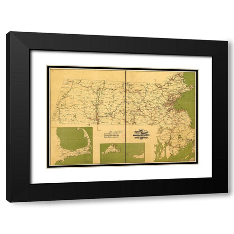 Massachusetts Electric Railways 1899 Black Modern Wood Framed Art Print with Double Matting by Vintage Maps