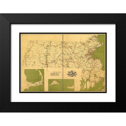 Massachusetts Electric Railways 1899 Black Modern Wood Framed Art Print with Double Matting by Vintage Maps