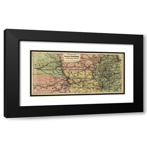 Missouri River at St Joseph 1872 Black Modern Wood Framed Art Print with Double Matting by Vintage Maps