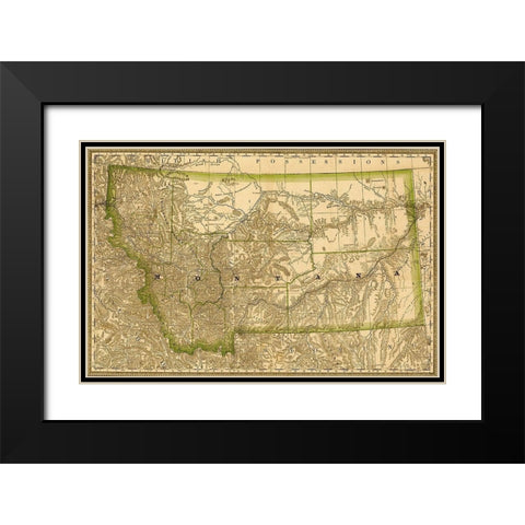 Montana 1881 Black Modern Wood Framed Art Print with Double Matting by Vintage Maps