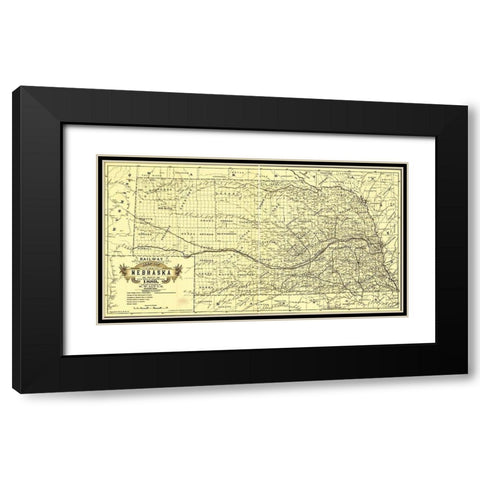 Nebraska 1889 Black Modern Wood Framed Art Print with Double Matting by Vintage Maps