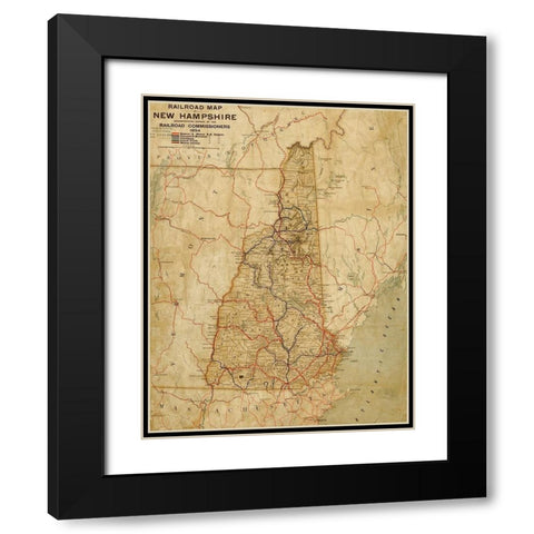 New Hampshire 1894 Black Modern Wood Framed Art Print with Double Matting by Vintage Maps
