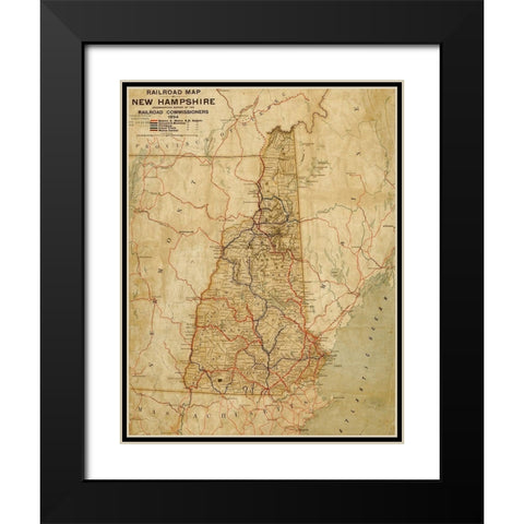 New Hampshire 1894 Black Modern Wood Framed Art Print with Double Matting by Vintage Maps