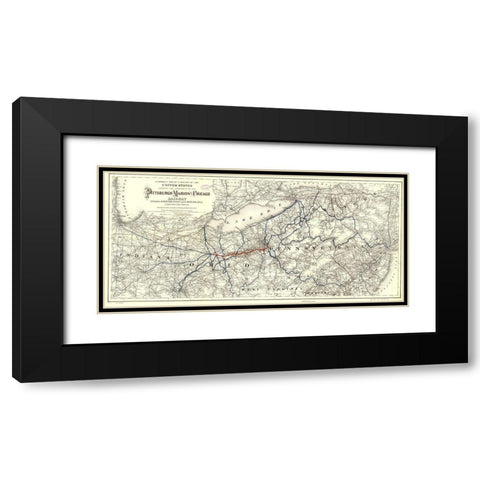 Pittsburgh Marion and Chicago 1887 Black Modern Wood Framed Art Print with Double Matting by Vintage Maps