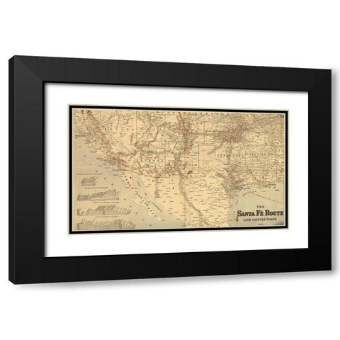 Atchison Topeka and Santa FÃ© Railroad  Black Modern Wood Framed Art Print with Double Matting by Vintage Maps
