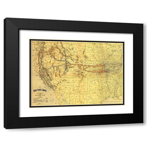 Union Pacific system of railroad and steamship lines 1900 Black Modern Wood Framed Art Print with Double Matting by Vintage Maps